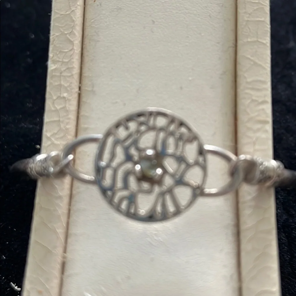Hebrew letters sterling silver leather bracelet - Picture 1 of 4